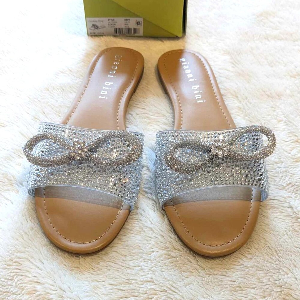 Gianni Bini Lazzara Rhinestone bow open toe sandals.